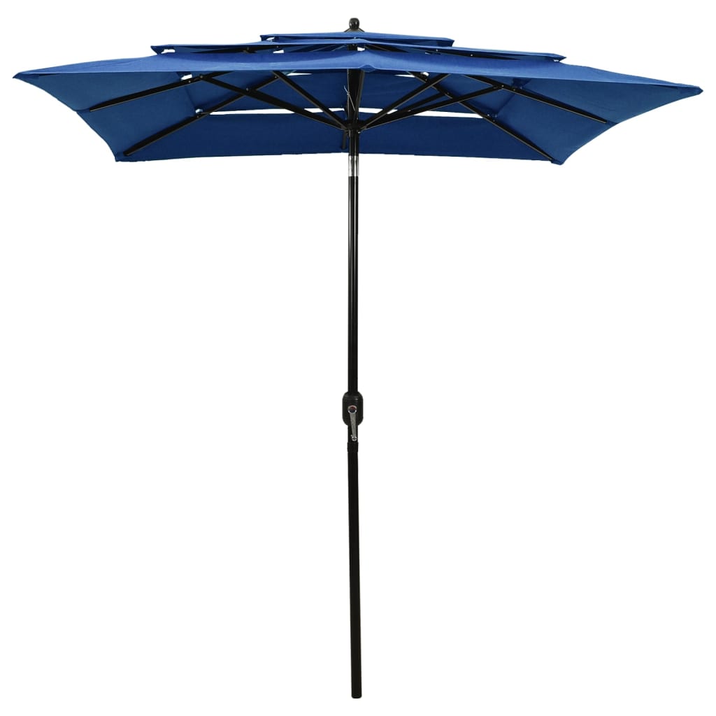 Vidaxl-Parasol 3-Schicht mit Aluminiumpol 2x2 m Azurblau