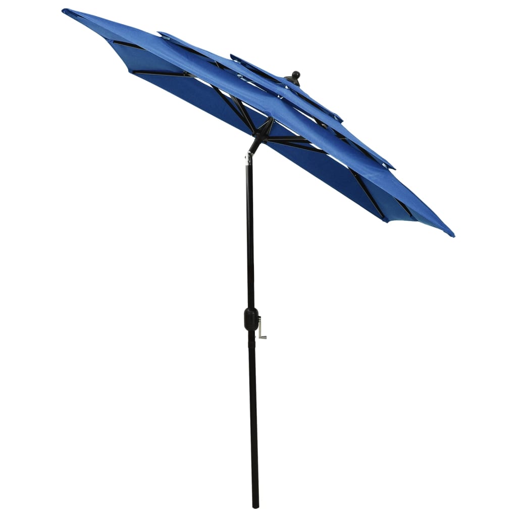 Vidaxl-Parasol 3-Schicht mit Aluminiumpol 2x2 m Azurblau