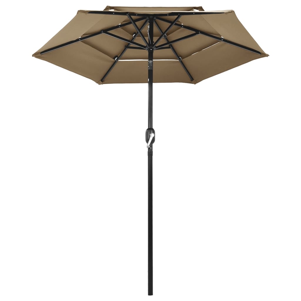 Vidaxl Parasol 3 capas con polo de aluminio 2 m taupe