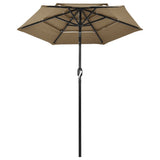 Vidaxl parasol 3 couches avec poteau en aluminium 2 m taupe