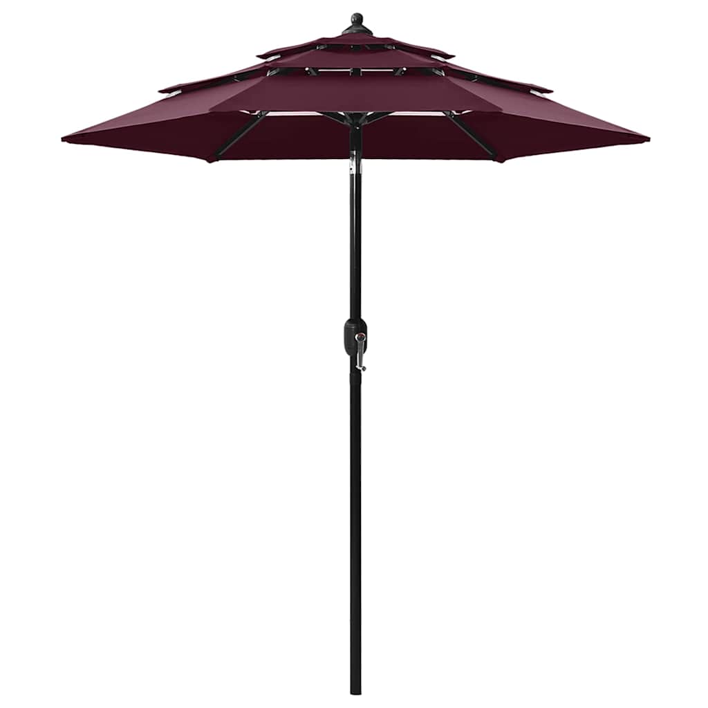 Vidaxl parasol 3 couches avec poteau en aluminium 2 m bordeaux rouge