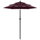 Vidaxl parasol 3 couches avec poteau en aluminium 2 m bordeaux rouge