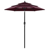 Vidaxl Parasol 3-layer with aluminum pole 2 m bordeaux red