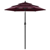 Vidaxl parasol 3 couches avec poteau en aluminium 2 m bordeaux rouge