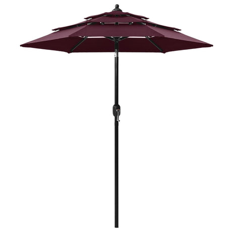 Vidaxl parasol 3 couches avec poteau en aluminium 2 m bordeaux rouge