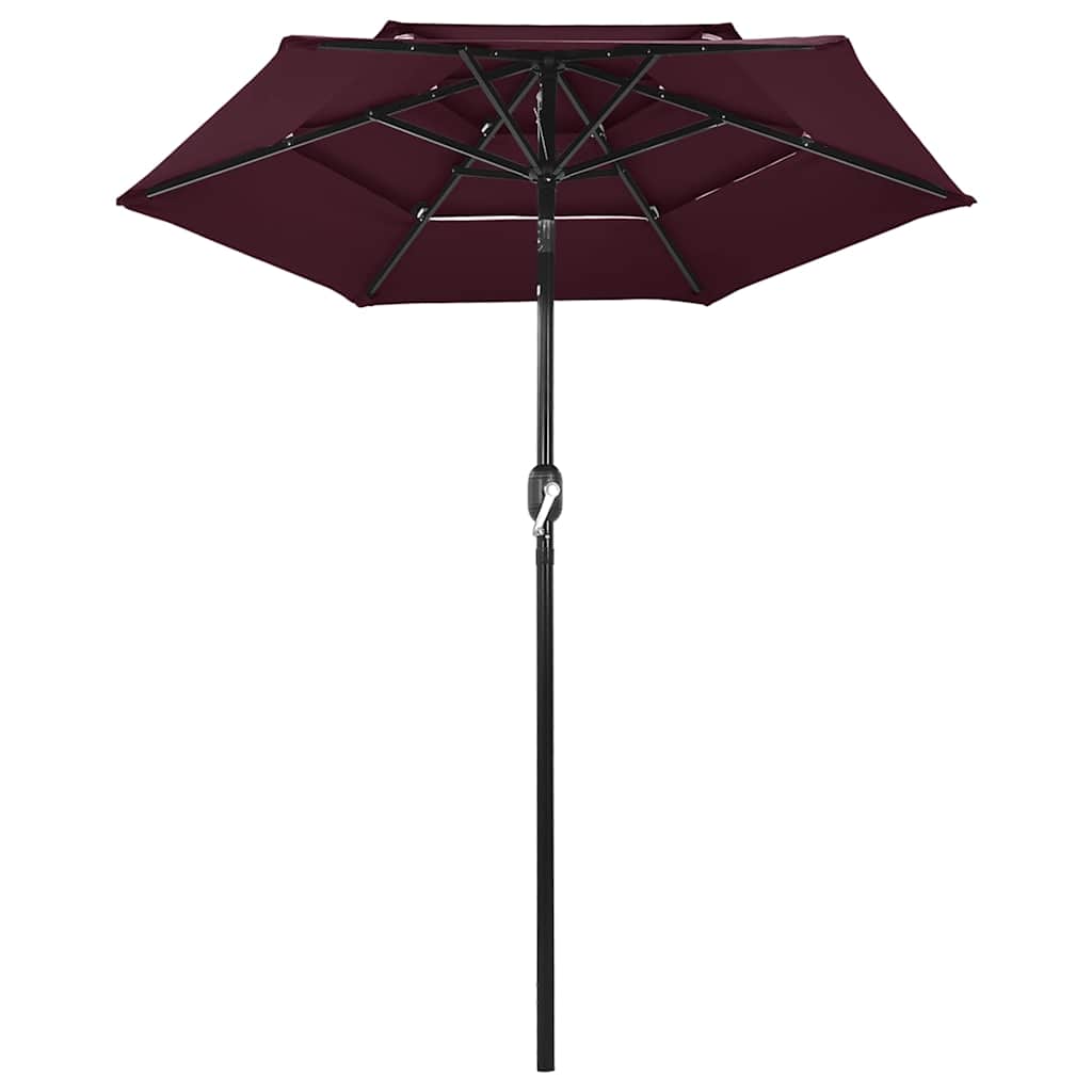 Vidaxl parasol 3 couches avec poteau en aluminium 2 m bordeaux rouge