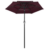 Vidaxl parasol 3 couches avec poteau en aluminium 2 m bordeaux rouge