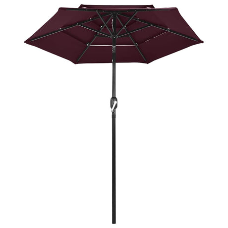 Vidaxl parasol 3 couches avec poteau en aluminium 2 m bordeaux rouge