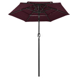 Vidaxl Parasol 3-layer with aluminum pole 2 m bordeaux red