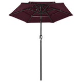 Vidaxl parasol 3 couches avec poteau en aluminium 2 m bordeaux rouge