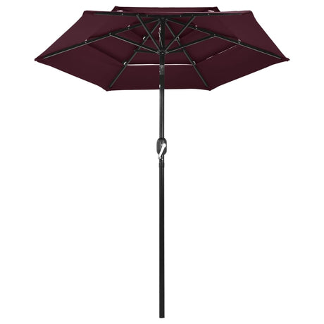 Vidaxl parasol 3 couches avec poteau en aluminium 2 m bordeaux rouge