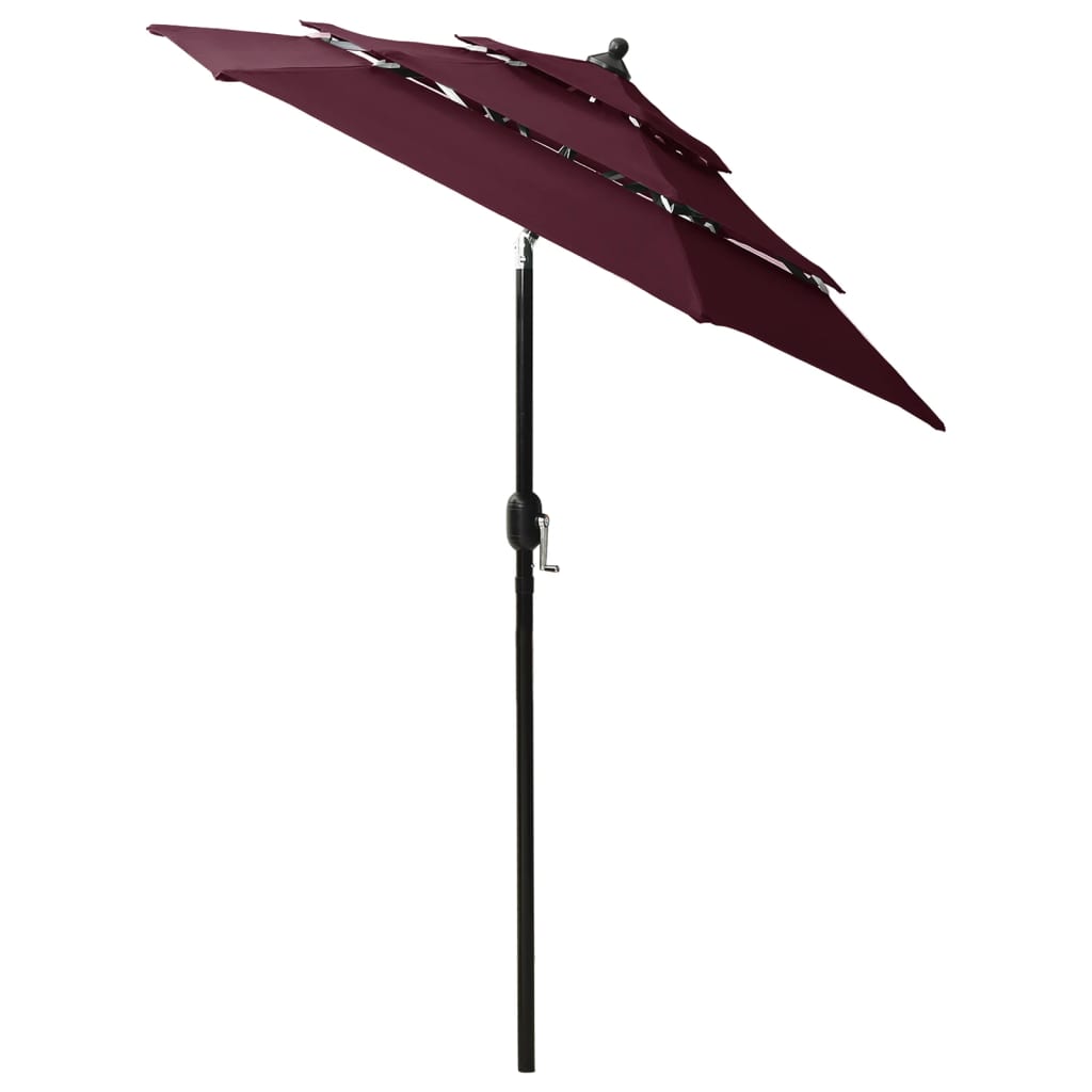 Vidaxl Parasol 3-layer with aluminum pole 2 m bordeaux red