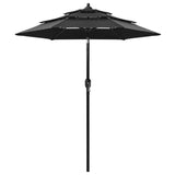 Vidaxl Parasol 3-warstwowy z aluminiowym biegunem 2 m czarny