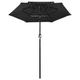 Vidaxl Parasol 3-warstwowy z aluminiowym biegunem 2 m czarny