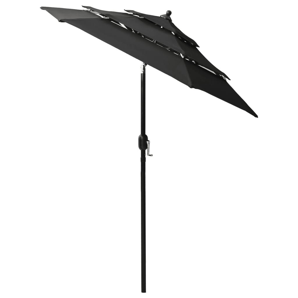 Vidaxl parasol 3 couches avec poteau en aluminium 2 m noir