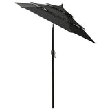 Vidaxl parasol 3 couches avec poteau en aluminium 2 m noir