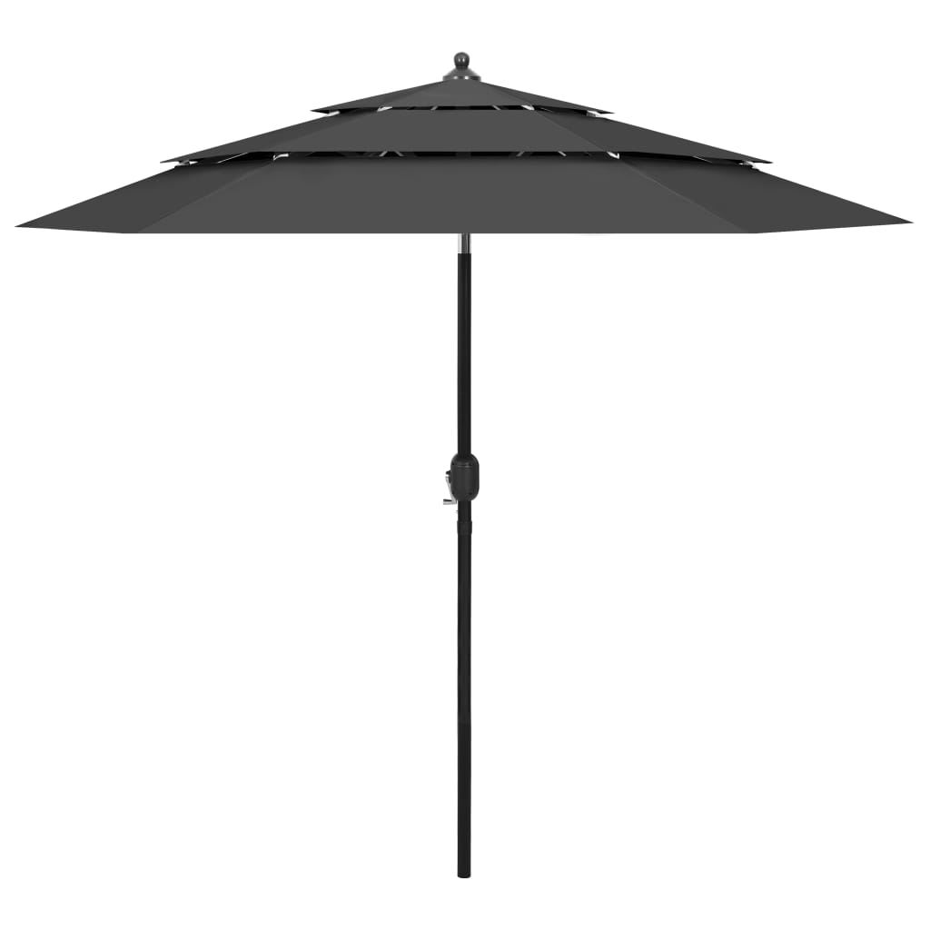 Vidaxl parasol 3 couches avec poteau en aluminium 2,5 m de couleur anthracite