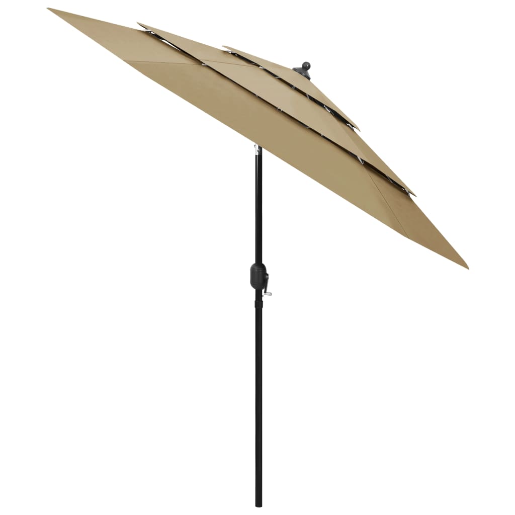 Vidaxl parasol 3 couches avec poteau en aluminium 2,5 m taupe