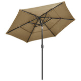 Vidaxl parasol 3 couches avec poteau en aluminium 2,5 m taupe