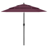 Vidaxl parasol 3 couches avec poteau en aluminium 2,5 m rouge bordeaux