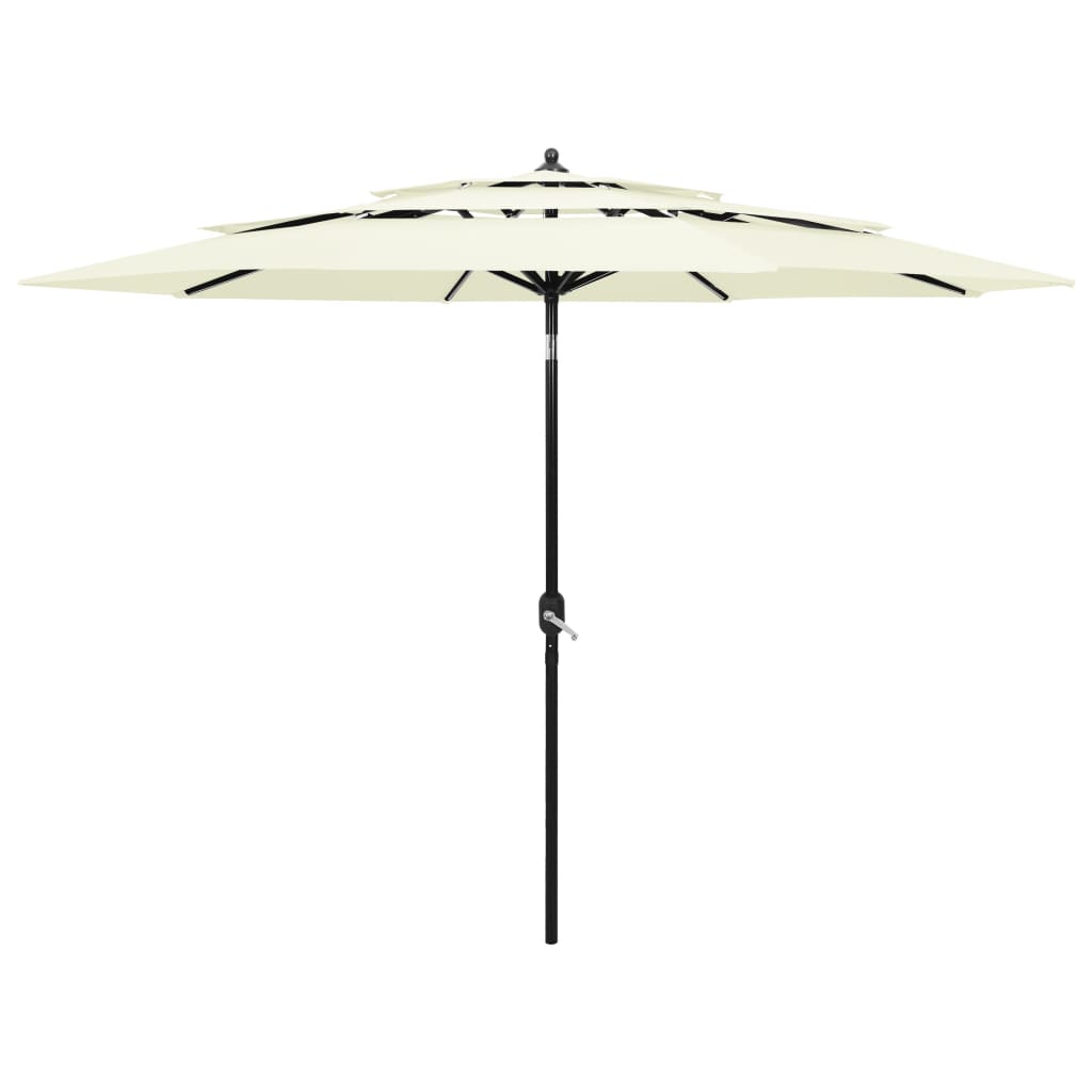 Vidaxl parasol 3 couches avec poteau en aluminium 3 m de couleur sable