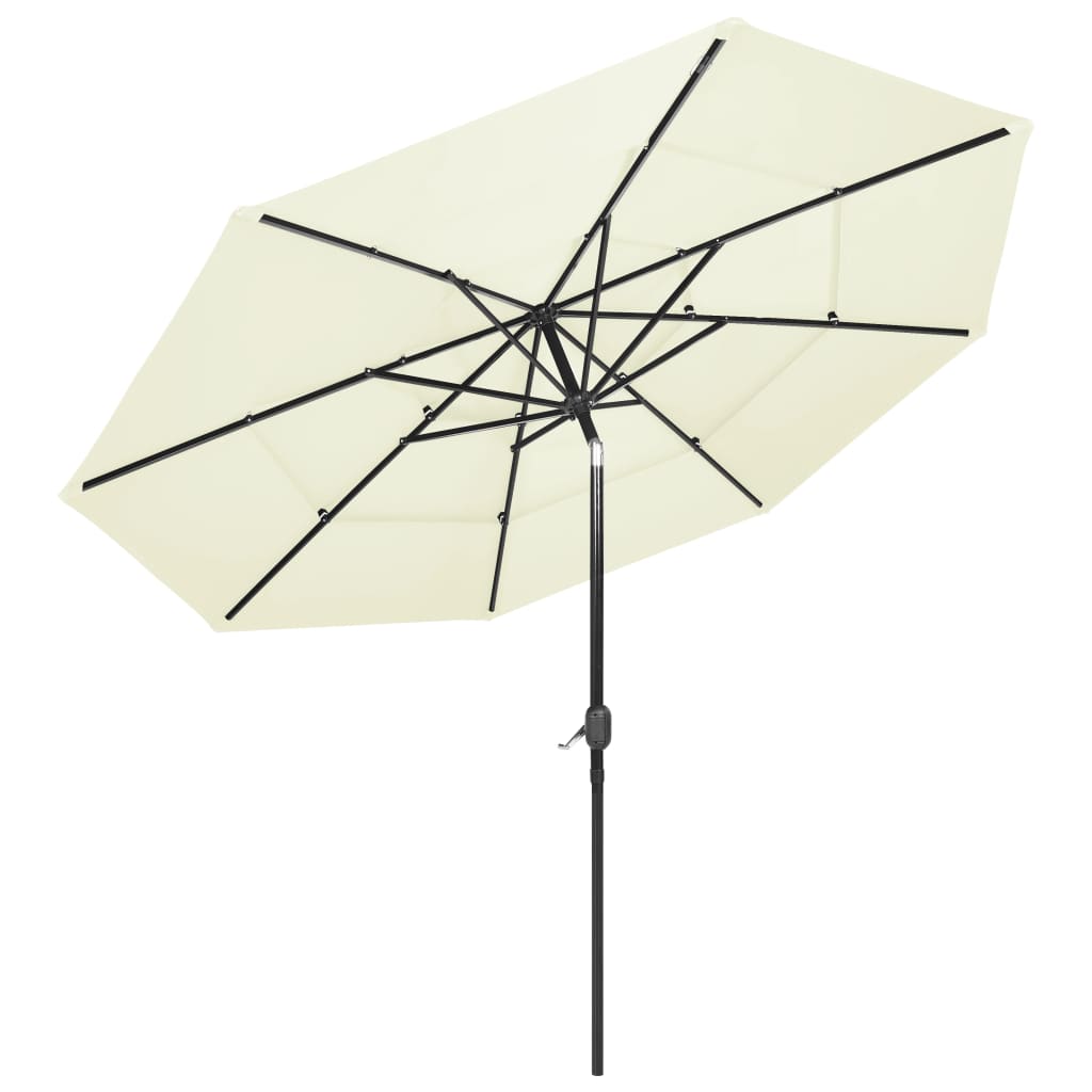 Vidaxl parasol 3 couches avec poteau en aluminium 3 m de couleur sable