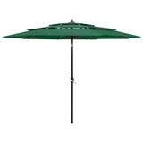 Vidaxl parasol 3 couches avec poteau en aluminium 3 m vert