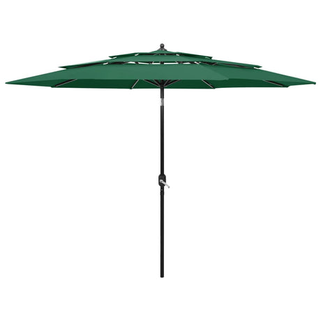 Vidaxl parasol 3 couches avec poteau en aluminium 3 m vert