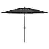 Vidaxl parasol 3 couches avec poteau en aluminium 3 m de couleur anthracite