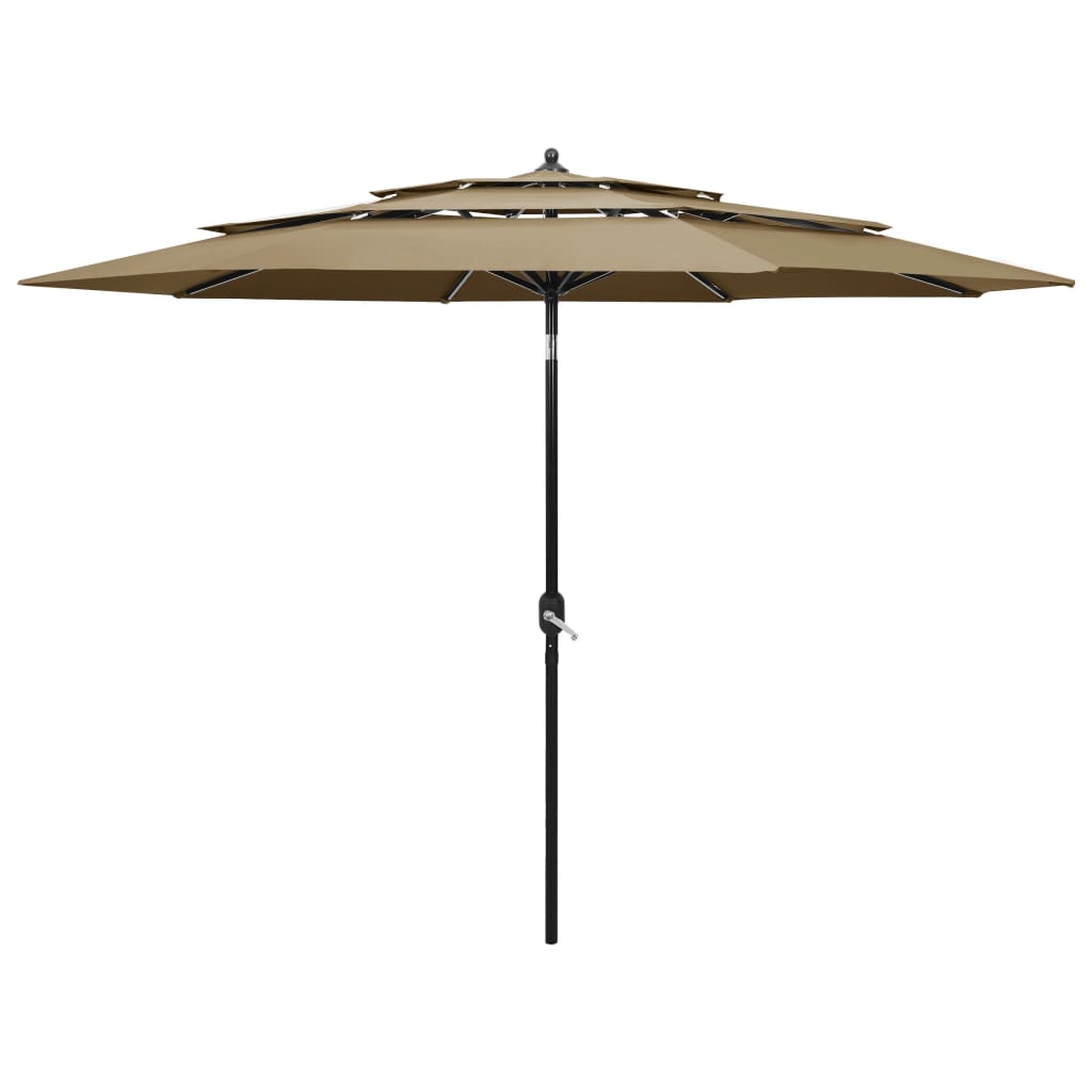 Vidaxl Parasol 3-layer with aluminum pole 3 m Taupe