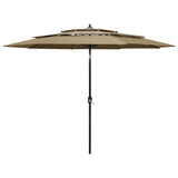 Vidaxl Parasol 3-layer with aluminum pole 3 m Taupe