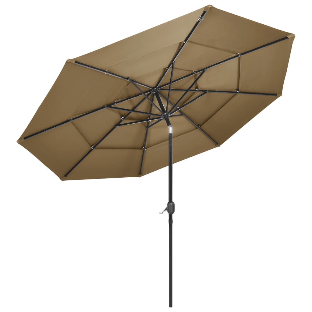 Vidaxl Parasol 3-layer with aluminum pole 3 m Taupe