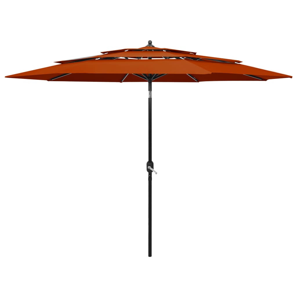 Vidaxl parasol 3 couches avec poteau en aluminium 3 m de couleur terre cuite