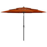 Vidaxl parasol 3 couches avec poteau en aluminium 3 m de couleur terre cuite