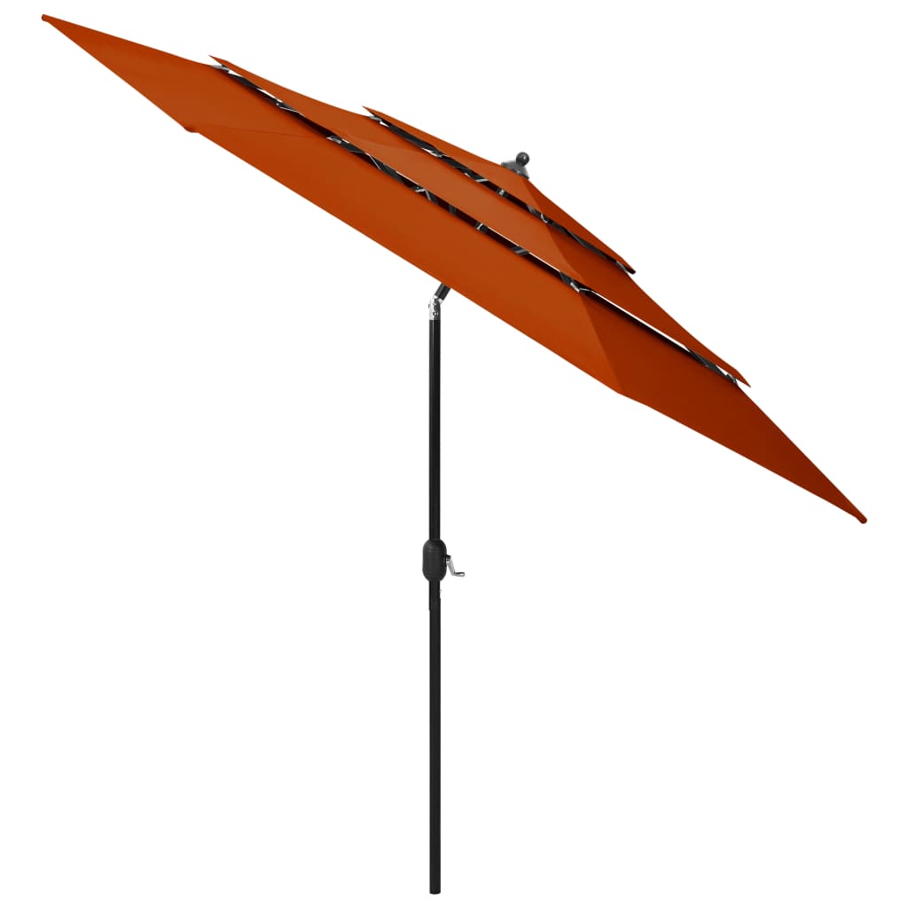 Vidaxl parasol 3 couches avec poteau en aluminium 3 m de couleur terre cuite