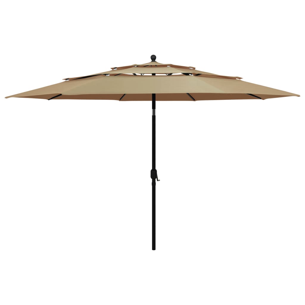 VIDAXL Parasol 3-warstwowy z biegunem aluminiowym 3,5 m taupe