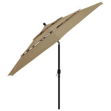 VIDAXL Parasol 3-warstwowy z biegunem aluminiowym 3,5 m taupe