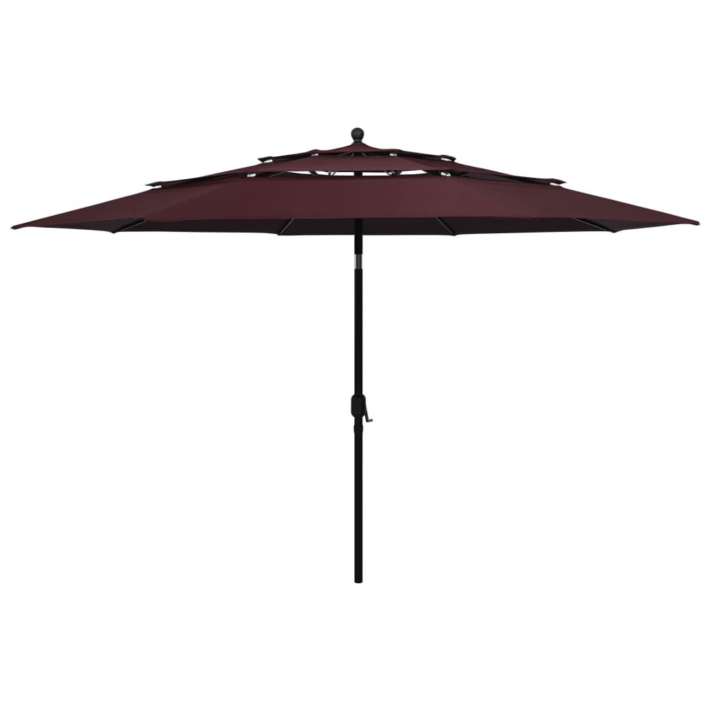 Vidaxl Parasol 3-sloj z aluminijastim drogom 3,5 M Bordeaux Red