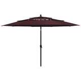 Vidaxl Parasol 3-sloj z aluminijastim drogom 3,5 M Bordeaux Red