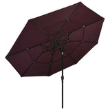 Vidaxl parasol 3 couches avec poteau en aluminium 3,5 m bordeaux rouge