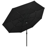 Vidaxl parasol 3-laags met aluminium paal 3,5 m zwart