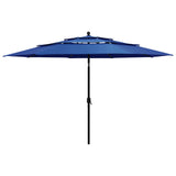 Vidaxl Parasol 3-lags med aluminiumstang 3,5 m Azure Blue