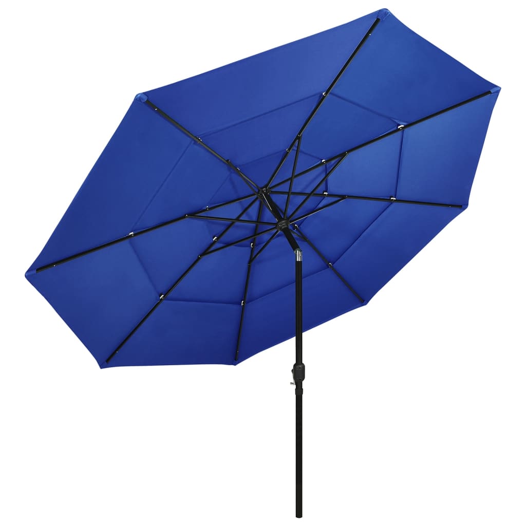 Vidaxl Parasol 3-lags med aluminiumstang 3,5 m Azure Blue