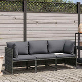 Vidaxl tuinbank 3-zits met kussens poly rattan grijs