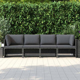 Vidaxl tuinbank 4-zits met kussens poly rattan grijs