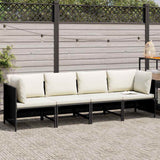 Vidaxl tuinbank 4-zits met kussens poly rattan zwart