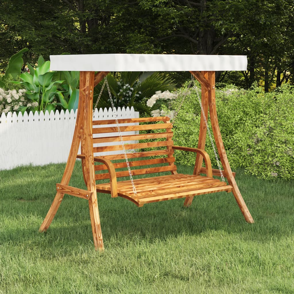 Cadre de rampe Vidaxl avec toit de couleur crème Bent bois avec finition en teck