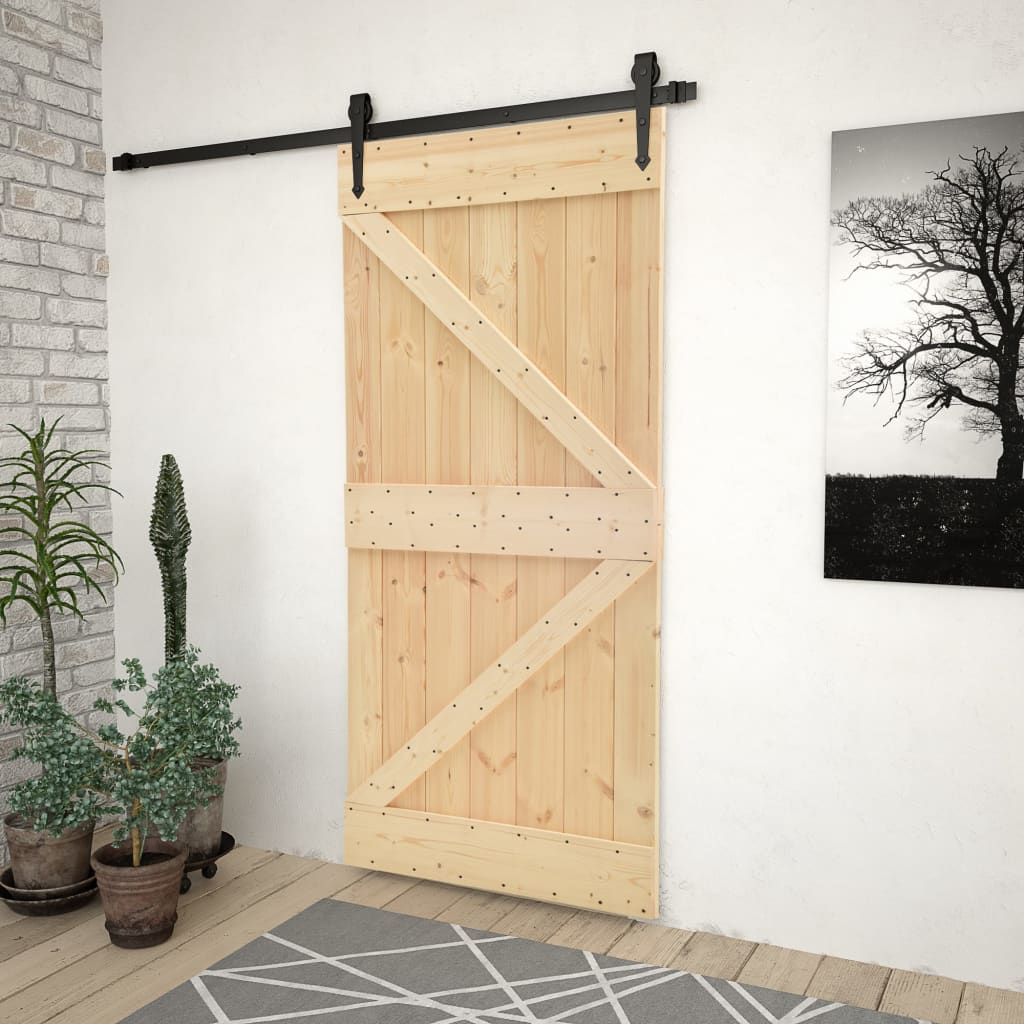 Puerta corredera de Vidaxl con masa 80x210 cm de pino sólido