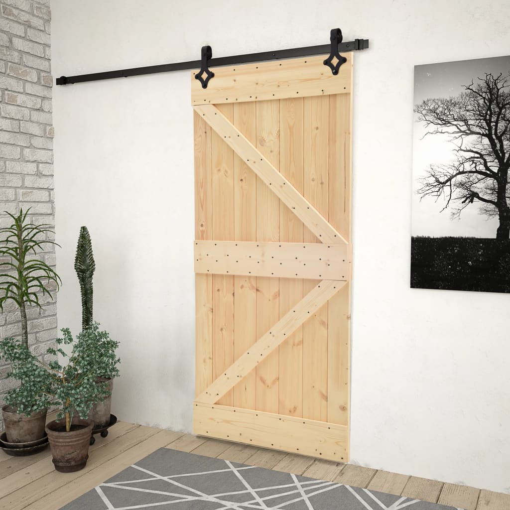 Porta scorrevole Vidaxl con pino solido da 80x210 cm per pastella