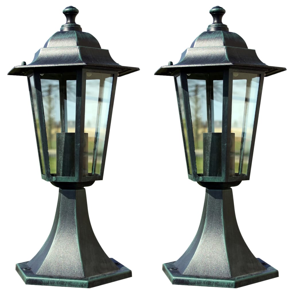 Vidaxl Garden Lamps 2 St aluminium vert foncé noir